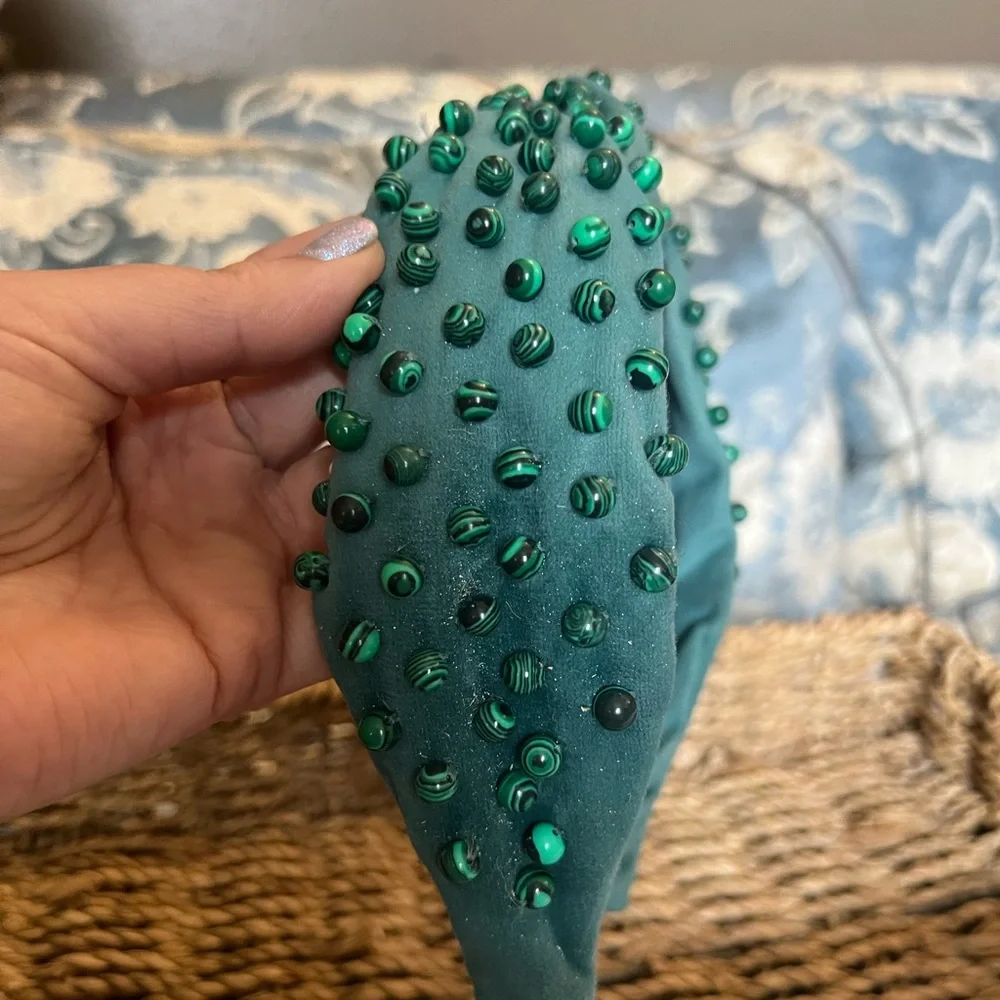 Lele Sadoughi Green Beaded Headband - Picture 5 of 8